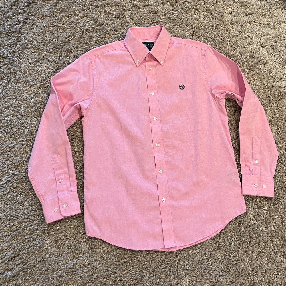 Lauren Ralph Lauren Long Sleeve Oxford, Pink, Size 16